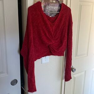 Red cropped sweater